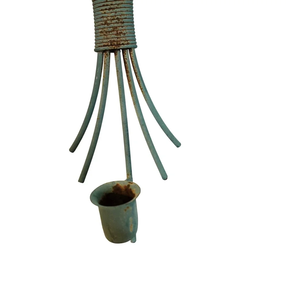 Vintage Ivy Leaf Wall Sconce (Pair of 2) Blue Green Metal‎ Candle Holder